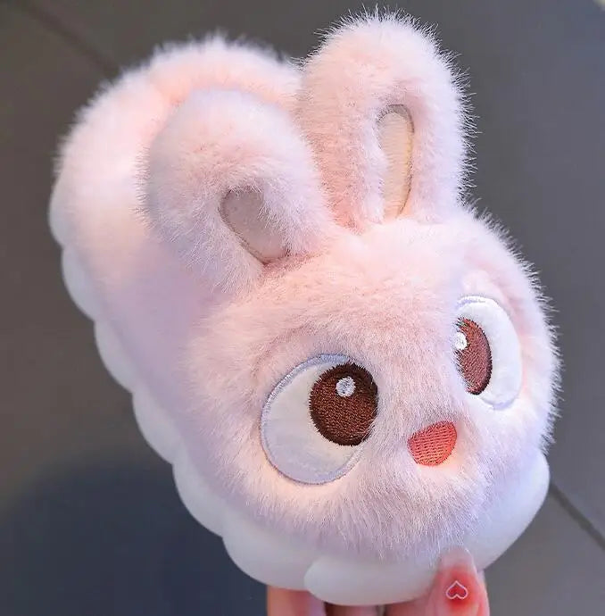 Winter Children's Cotton Shoes 2025 New Cute Rabbits Warm Plush Girls' Slippers Faux Fur Anti Slip Flat Boys' Home Slippers kids_shoes