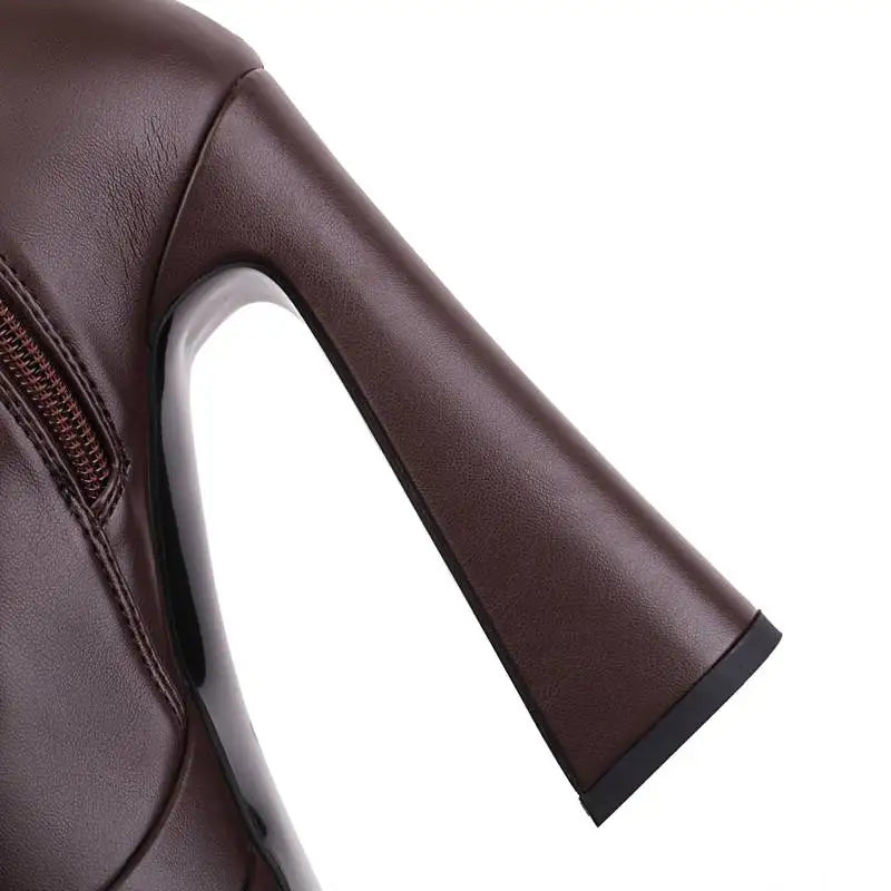 REAVE CAT Ladies Boots 15cm Shaft Stretchy Pointed Toe High Heel 6 inch Platform 5cm Big Size 46 Party boots_platform