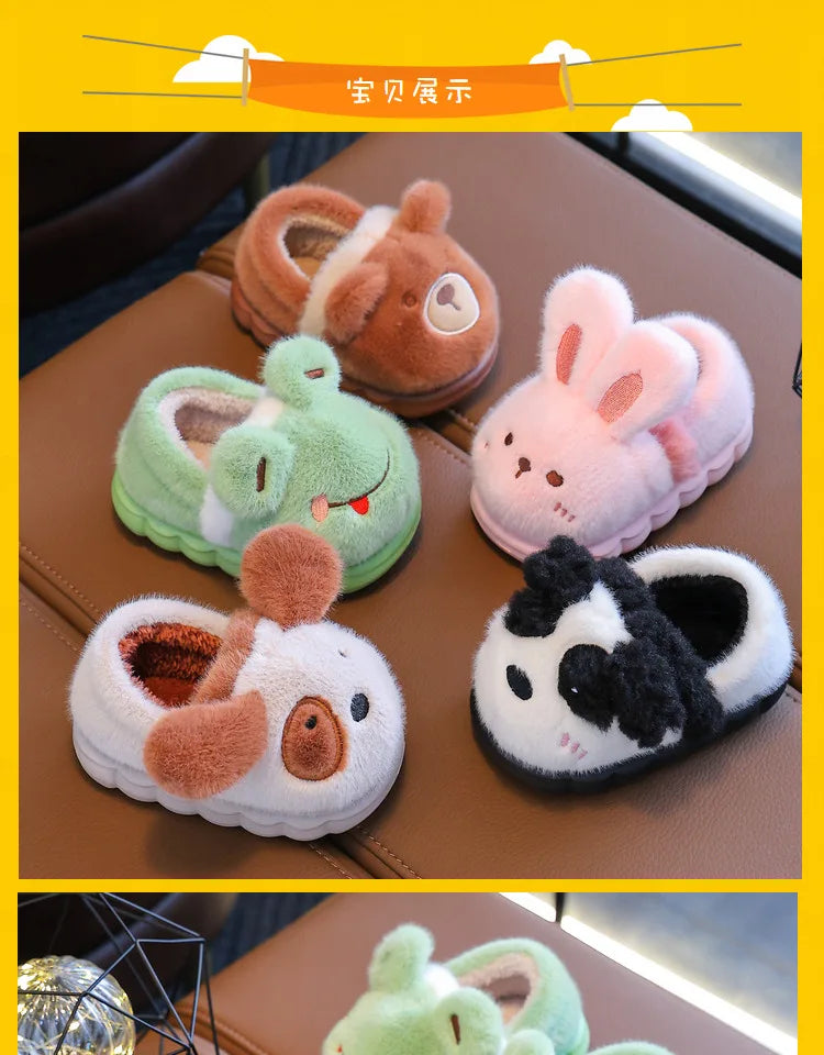 Children's Cotton Slippers Boys Girls Anti Slip Warm Slippers Fashion Cute Cartoon Cotton Shoes Baby Winter Indoor Home Shoes kids_shoes