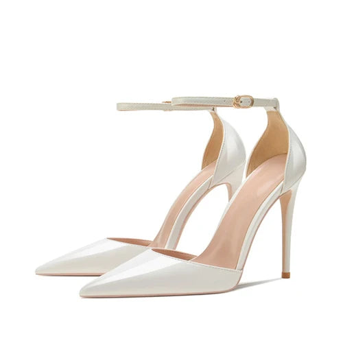 Sexy stiletto 12cm high heels pointed toe ankle strap high heels customize women pumps plus size crossdresser QP205 heels_stiletto