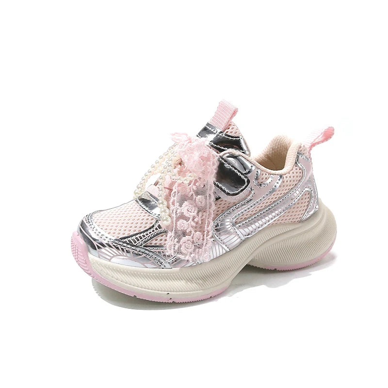 Girls Sports Shoes Spring Autumn Pink Breathable Girls Casual Shoes 3-18 Years Old Beige Soft Non-slip Children's Single Shoes kids_shoes