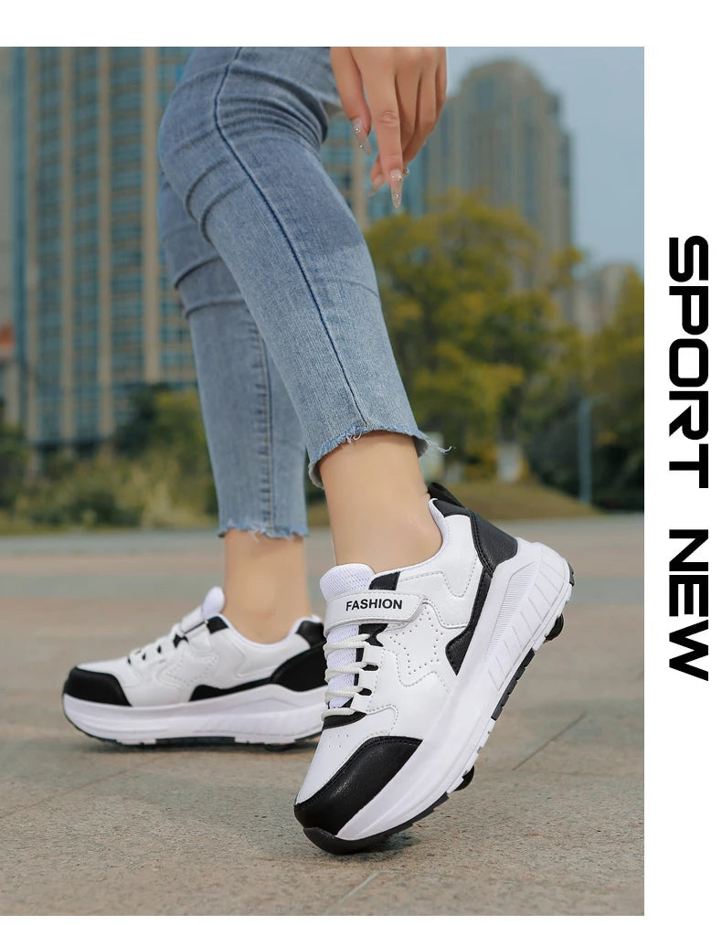 Kids Roller Skate Shoes Fashion Casual Sports Children 4-Wheels Sneakers for Boys and Girls Gift Nice Footwear kids_shoes