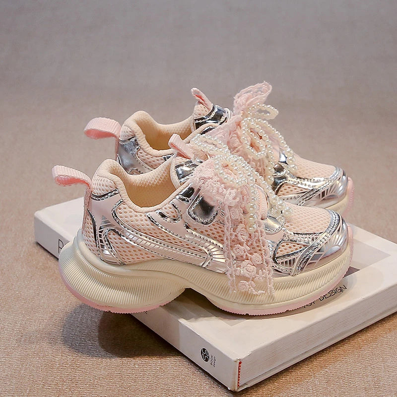 Girls Sports Shoes Spring Autumn Pink Breathable Girls Casual Shoes 3-18 Years Old Beige Soft Non-slip Children's Single Shoes kids_shoes