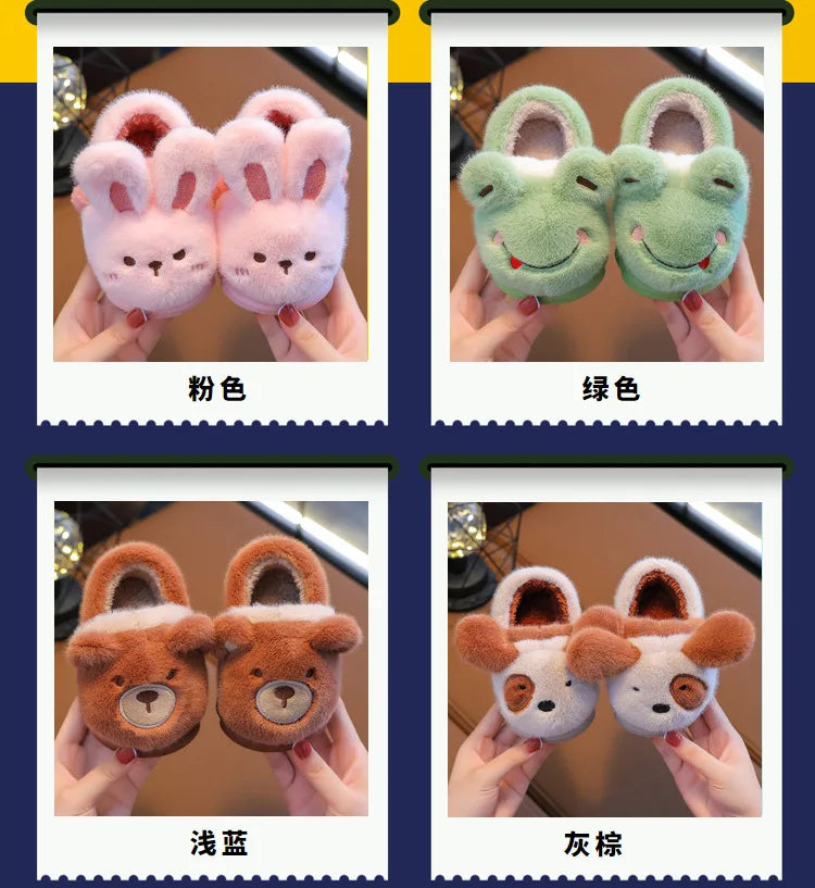Children's Cotton Slippers Boys Girls Anti Slip Warm Slippers Fashion Cute Cartoon Cotton Shoes Baby Winter Indoor Home Shoes kids_shoes