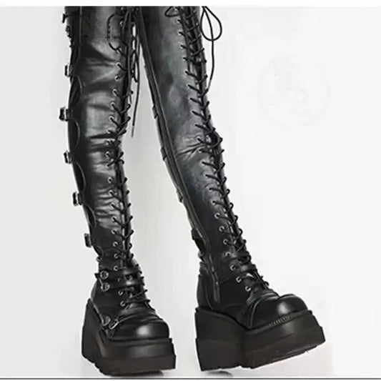Wedges Long Boots for Women Autumn Winter Over-the-knee Boots Cosplay High Platform Women Boots New High Heel Gothic Botas Altas boots_platform