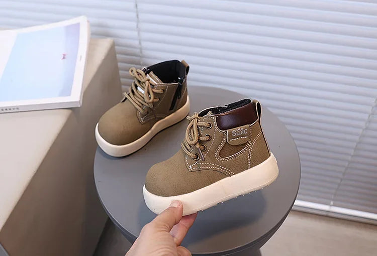 Children Fashion Boots with Side Zipper Kids Ankle Boots Korean Style 2025 Autumn Winter Boys Girls Short Boots Unisex Versatile kids_shoes