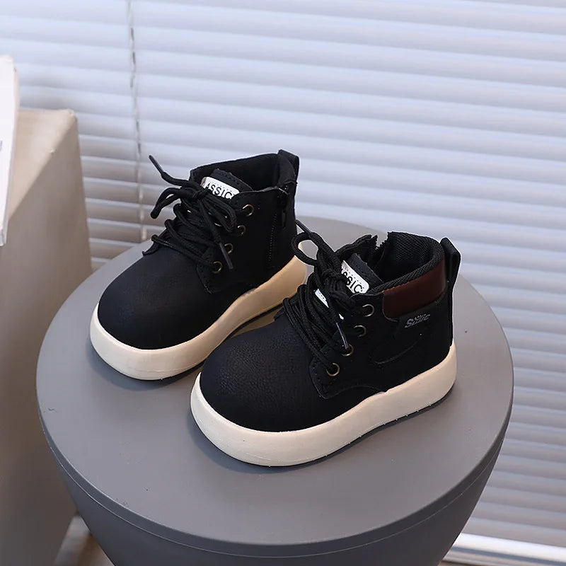 Children Fashion Boots with Side Zipper Kids Ankle Boots Korean Style 2025 Autumn Winter Boys Girls Short Boots Unisex Versatile kids_shoes