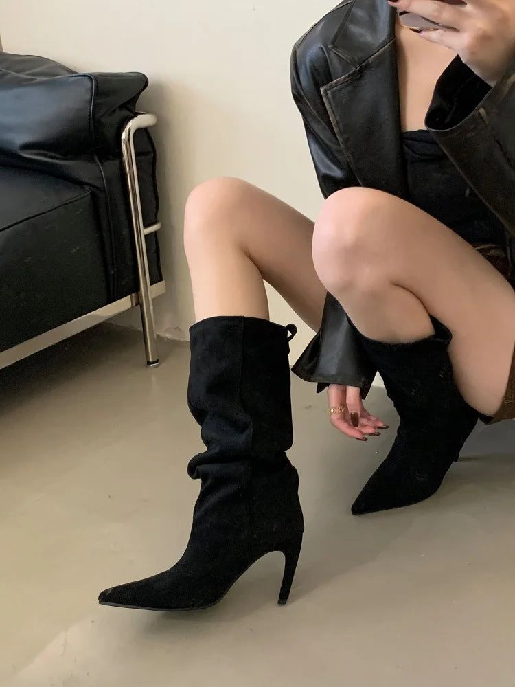 Eilyken Street Style Winter Pointed Toe Women Knee-High Boots Sexy Thin Thin Heels Female Shoes Punk Vintage Long Booties boots_highheel