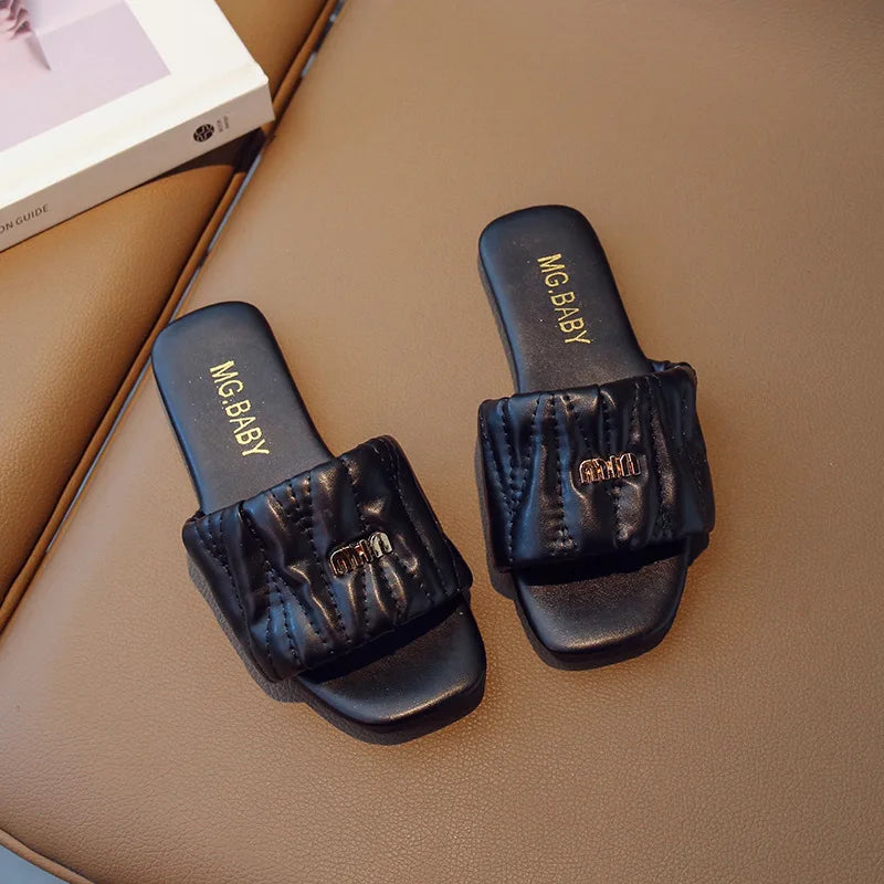 Summer Children's Shoes 2026 Children's flip-flops Women's Treasure candy-colored Princess flip-flops Girls' square toe slippers kids_shoes