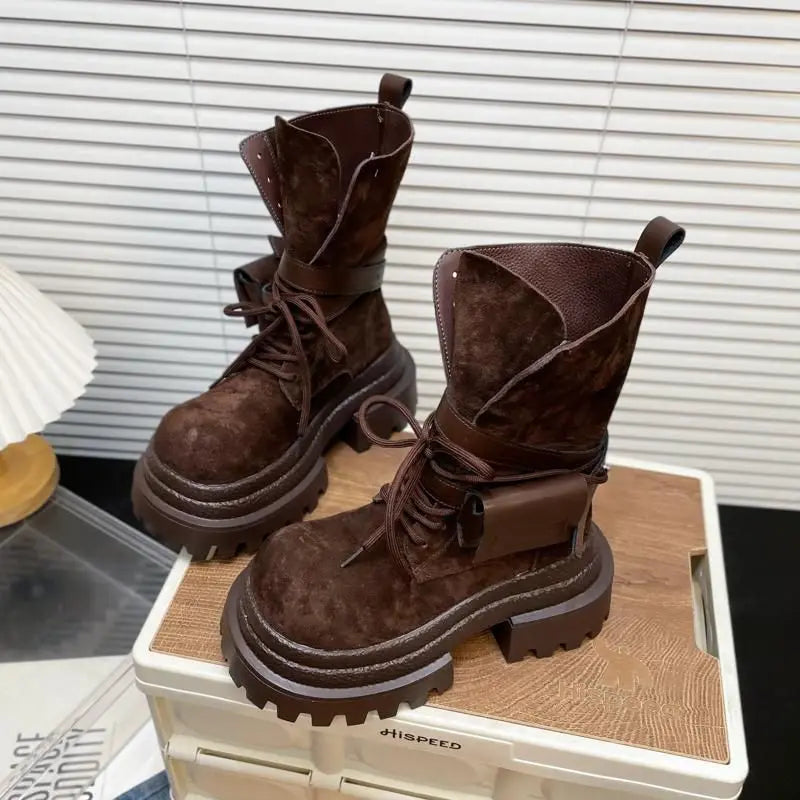 Flats Platform Women Ankle Boots Sport Lace Up Shoes Winter Snow Boots 2025 Trend Walking Running Shoes New Mujer Chelsea Boots boots_platform