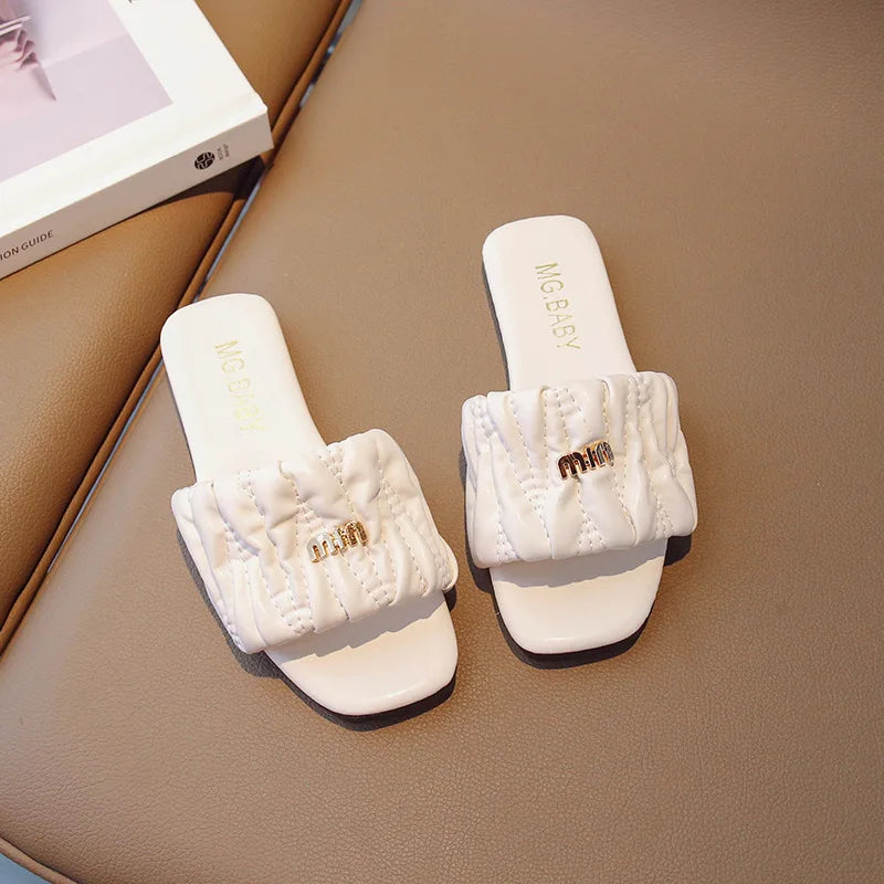 Summer Children's Shoes 2026 Children's flip-flops Women's Treasure candy-colored Princess flip-flops Girls' square toe slippers kids_shoes