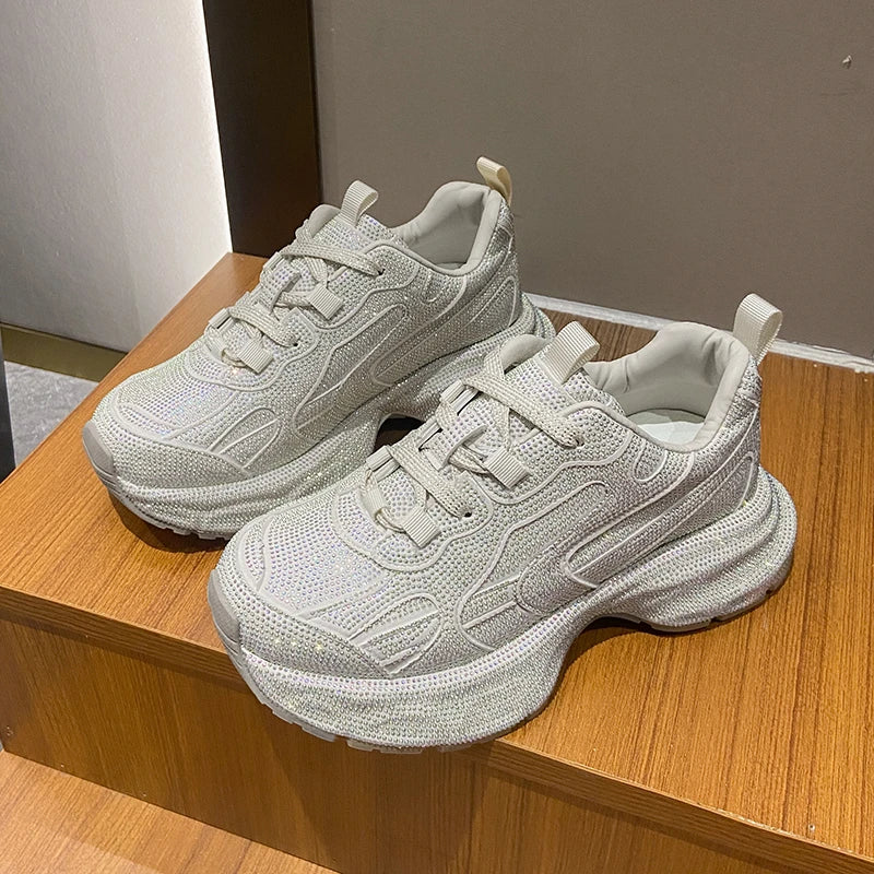 Luxury Full Diamond Thick soled Sneakers Designer Anti slip Running Shoes Women's Fashion Tennis ShoesHigh Quality Casual Shoes sneakers_platform