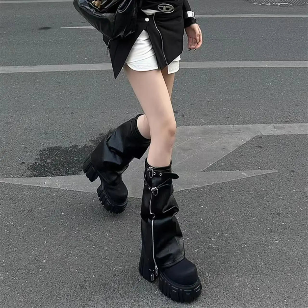 Designer Women's High Boots Platform Knee High Heeled Shoes Winter 2025 Goth Motorcycle Boots New Walking Chelsea Mujer Botas boots_platform