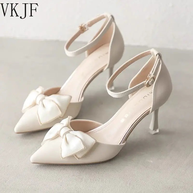 Medium Heel Heels Women's Shoes Trend Pointed Toe Butterfly Stilettos Elegant Dress Weddings Bridal Party White Designer heels_stiletto