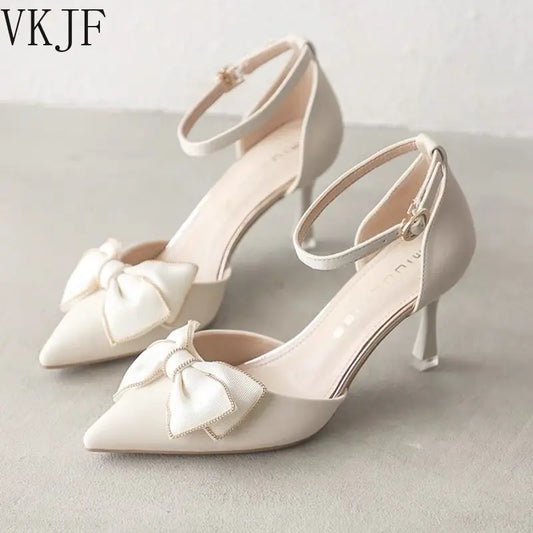 Medium Heel Heels Women's Shoes Trend Pointed Toe Butterfly Stilettos Elegant Dress Weddings Bridal Party White Designer heels_stiletto