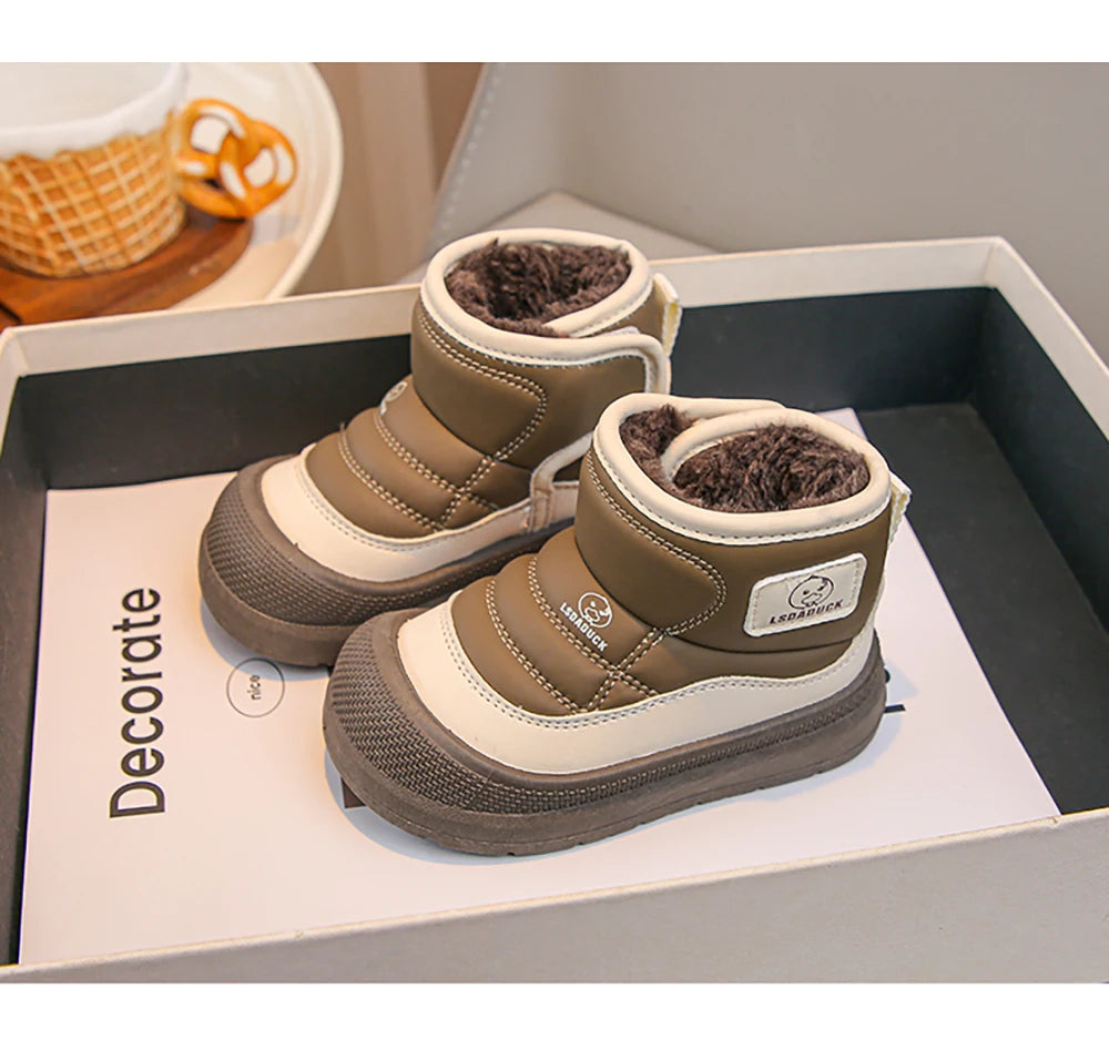 2025 New Winter Plush Snow Boots for Children Thick Warm Boy's Girl's Cotton Shoes Waterproof Kid's Winter Boots Velvet Shoe