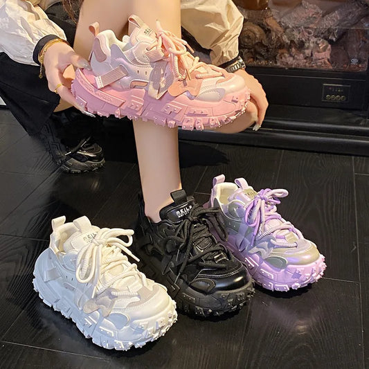 2025 New Summer Breathable Women Thick Sole Casual Shoes Fashion High Heels Women Wedges Heels Sneakers Trainers Platform Shoes sneakers_platform