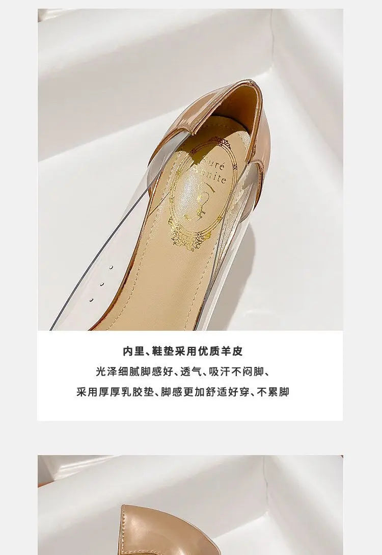 Pointed toe stiletto women's high heels women's shoes fashion women's shoes wedding shoes high heel 8cm transparent bow gemstone heels_stiletto