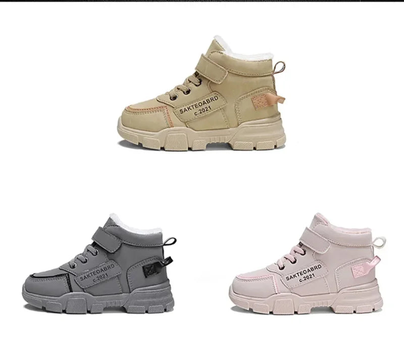 Winter Children's Boots Boys Plus Cashmere Thicken Warm Snow Boots Girls Non-slip Outdoor Boots Student Shoes Hiking Shoes kids_shoes