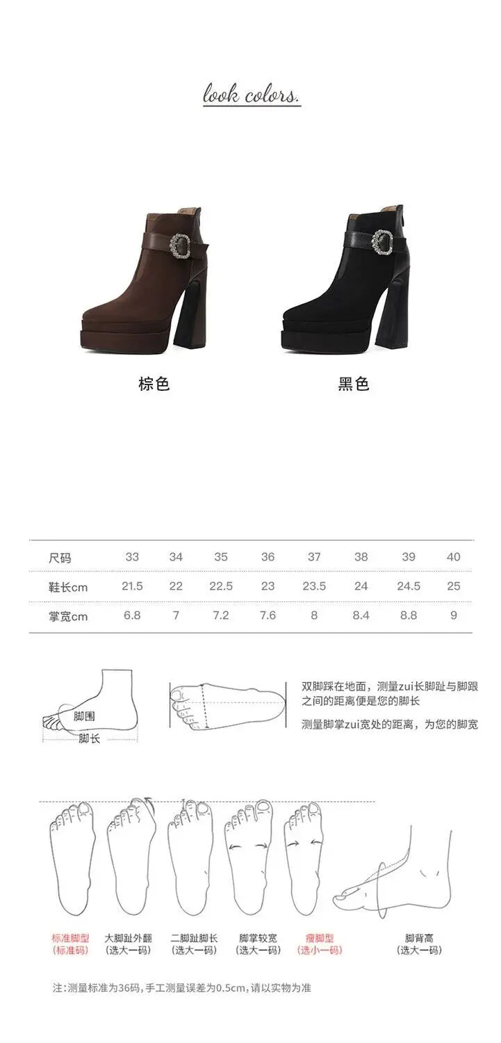Crystal Platform Pointed Toe Women Ankle Boots Super High Heels Shoes 2025 Trend Luxury Brand Chunky Chelsea Snow Botas Pumps boots_platform