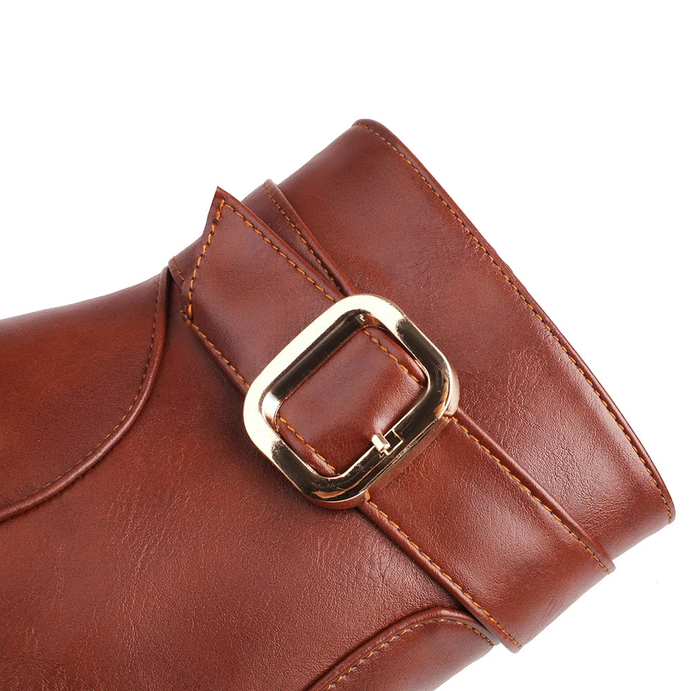 Beige Ankle Boots Women Platform Shoes Fashion Buckle High Heels Red Black Autumn Winter Women's Short Boot Size 40 41 Free Ship boots_platform