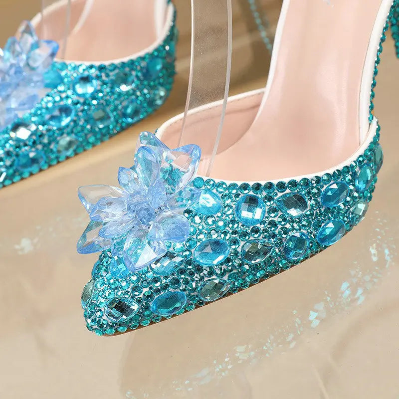 2025 Spring New Crystal Flash Diamond 7 Colors Wedding Bridesmaid Shoes Banquet Stiletto Women's Shoes heels_bridal
