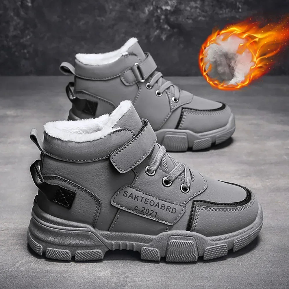 Winter Children's Boots Boys Plus Cashmere Thicken Warm Snow Boots Girls Non-slip Outdoor Boots Student Shoes Hiking Shoes kids_shoes
