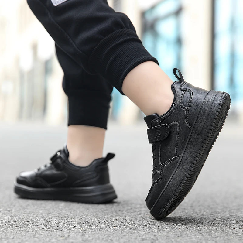 Children Sneaker Boys Casual Shoes Black Leather Flat Student Walking Shoes Non-slip Girl Lightweight Sports Tennis Footwear kids_shoes