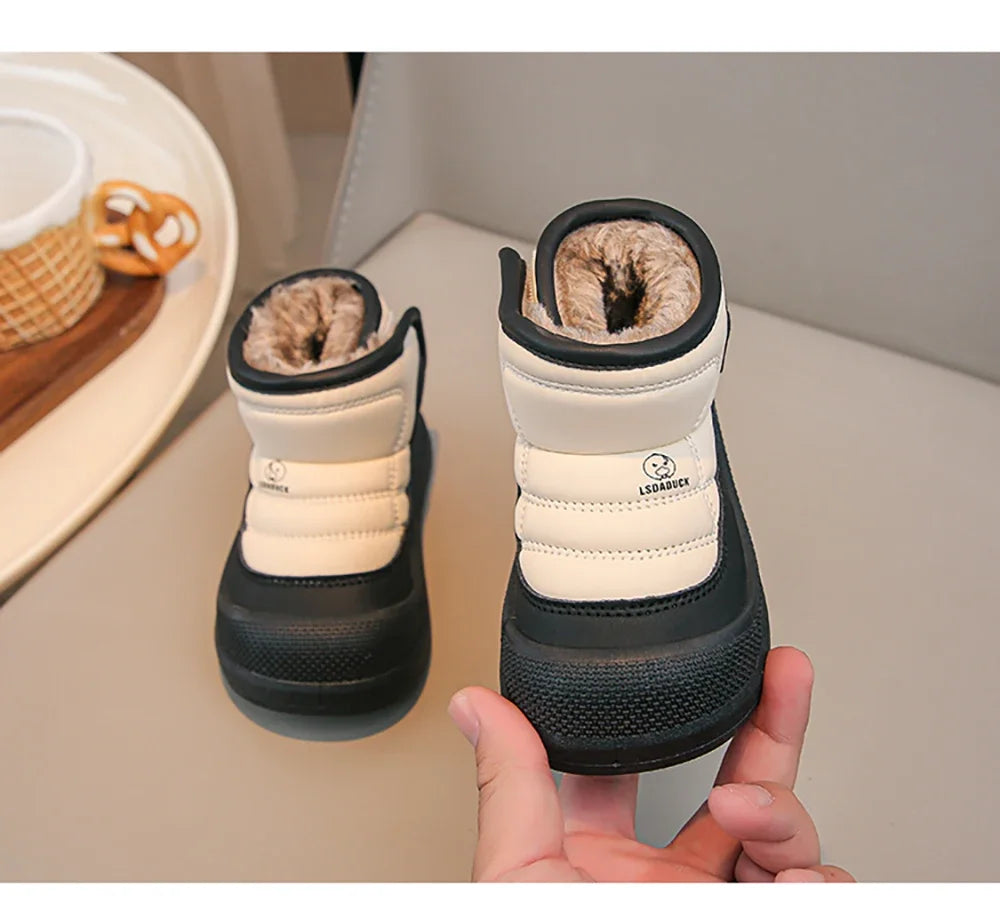 2025 New Winter Plush Snow Boots for Children Thick Warm Boy's Girl's Cotton Shoes Waterproof Kid's Winter Boots Velvet Shoe