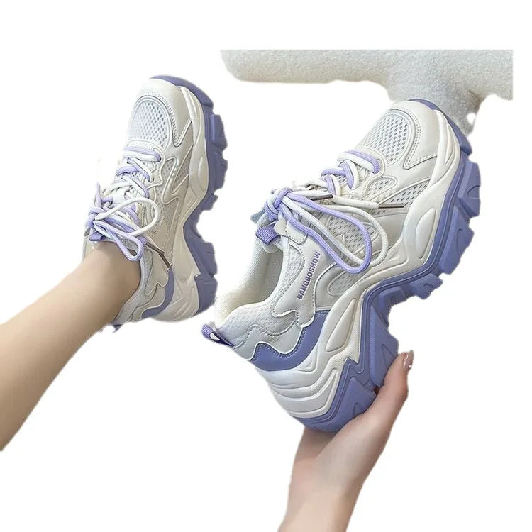 Lightweight sports running shoes for women 2024 spring new mesh campus style Forrest Gump daddy all-match casual trendy shoes sneakers_platform