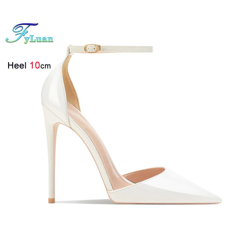 6cm 8cm 10cm 12cm Patent Leather Women Ankle Strap Pumps Pointed Toe Sexy High Heel Shoes Customize 33-46 Stiletto Talon Femme heels_stiletto