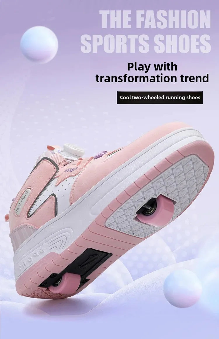 2026 Autumn Winter Popular Children's Roller Skates Men Women's Sport Shoes With Rotating Buckle And Wheels Single Row Skating kids_shoes