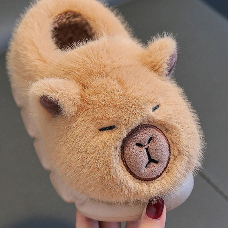 Capybara Children's Winter Cotton Slippers New Boys Girls Cartoon House Slippers Non Slip Comfortable Soft Sole Plush Slippers kids_shoes