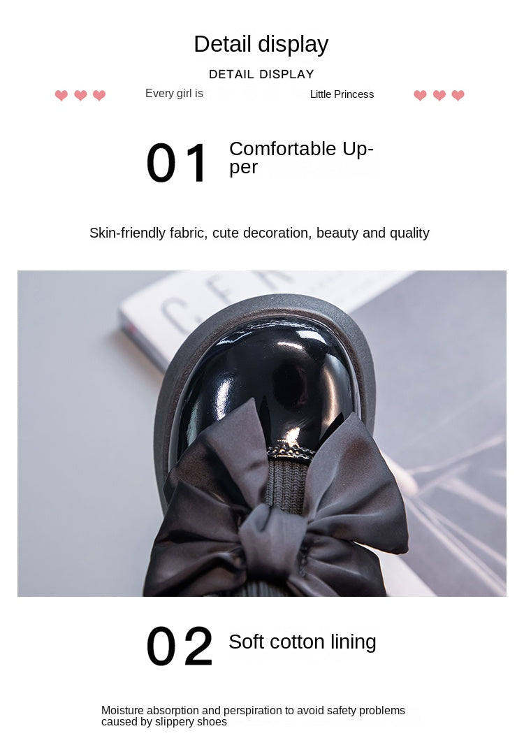 Girls Black Non-slip Kids Fashion Bow Elegant 2026 Glossy UK Uniform Child School Shoes Simple Casual 2026 Sock Boots Breathable kids_shoes