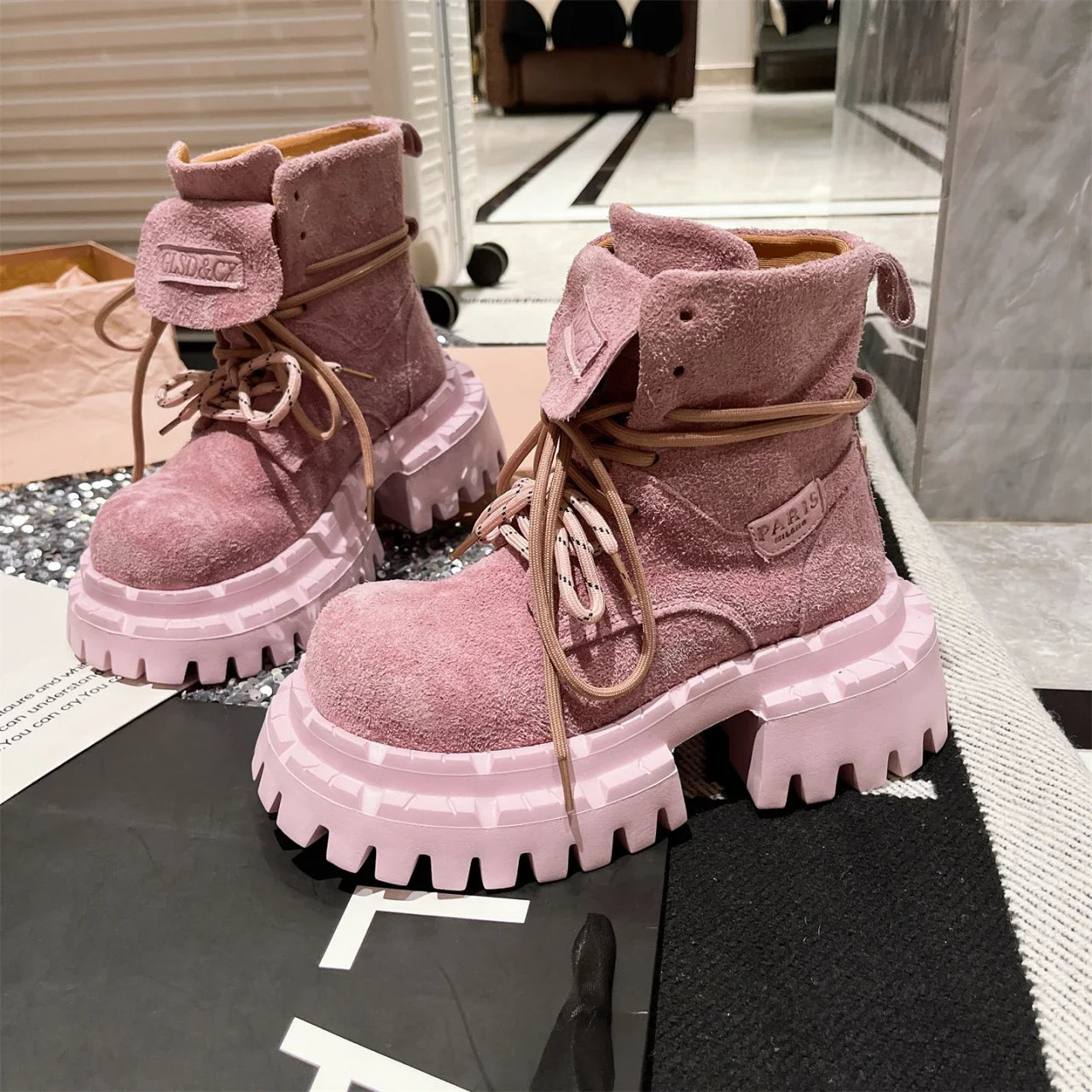 Platform Women’s Ankle Boots Suede Designer Shoes for Woman Fashion Winter Women Short Botas 2025 Gladiator Boots Mujer Zapatos boots_platform