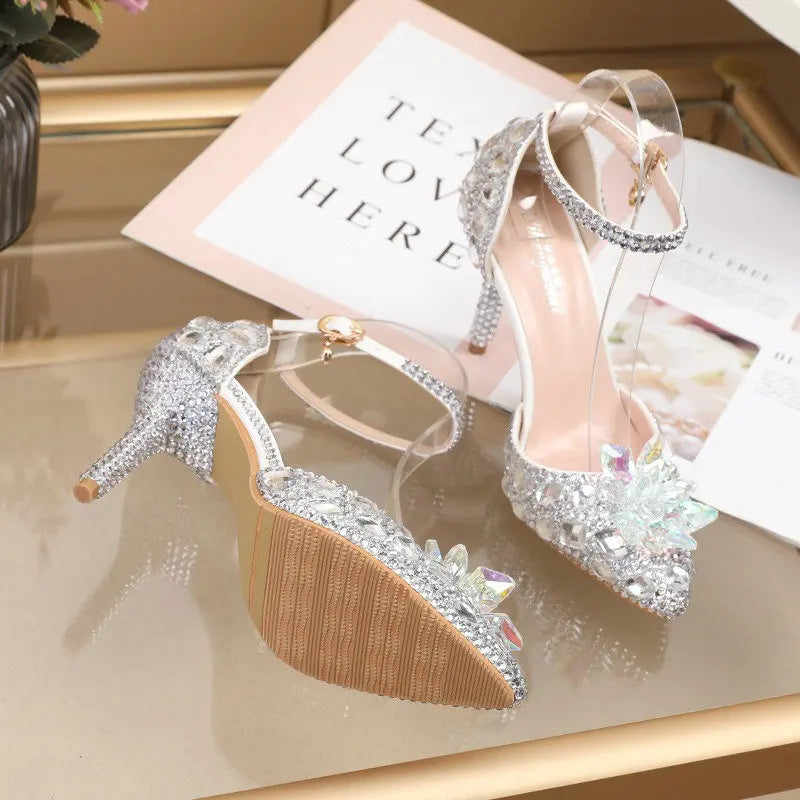 2025 Spring New Crystal Flash Diamond 7 Colors Wedding Bridesmaid Shoes Banquet Stiletto Women's Shoes heels_bridal