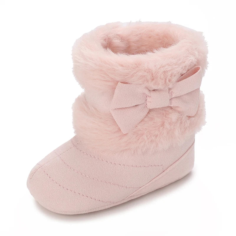0-18M baby shoes Girls winter plush comfort snow boots cute bow cotton shoes baby soft soled non-slip toddler shoes kids_shoes