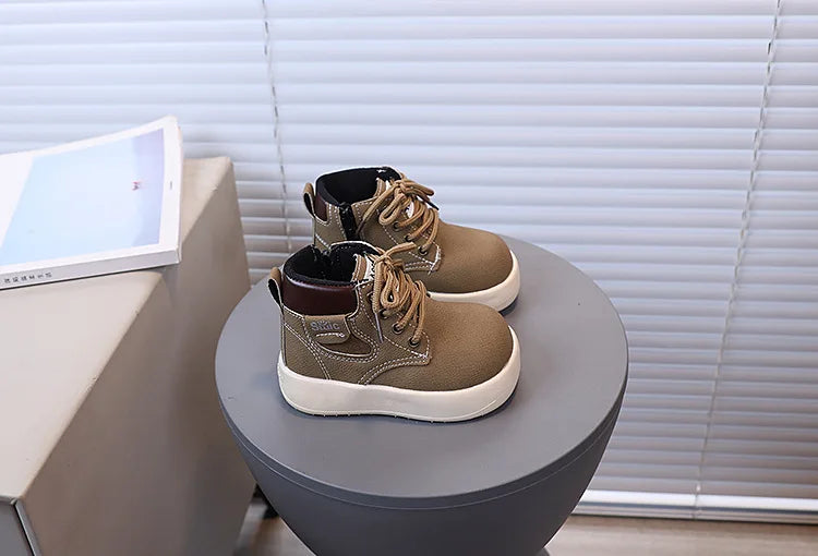 Children Fashion Boots with Side Zipper Kids Ankle Boots Korean Style 2025 Autumn Winter Boys Girls Short Boots Unisex Versatile kids_shoes