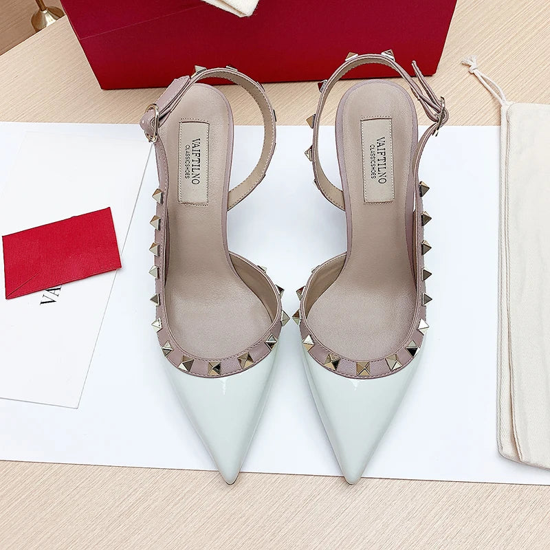 Shoes For Women 2025 Trend Luxury Metal Rivet High Heels Sandals Gladiator Pointed Toe Stiletto Heels Summer Sexy Party Shoes heels_stiletto