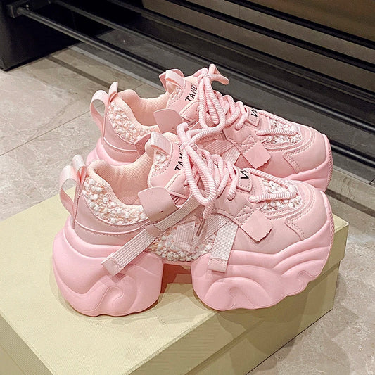 7CM Fashion Spring Autumn Sneakers Women Lace Up Chunky Platform Sports Dad Shoes Woman Comfort Casual Shoes Zapatillas Mujer sneakers_platform