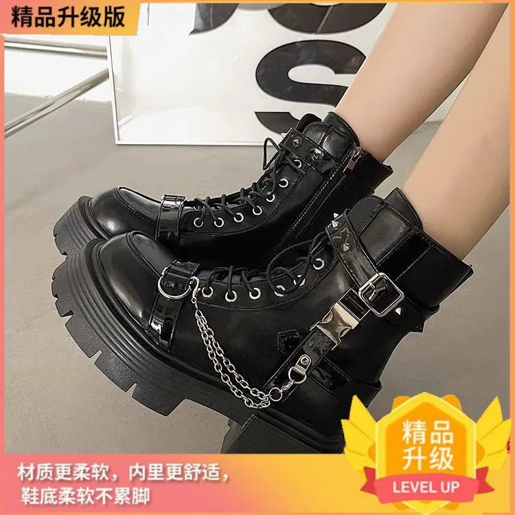 No Slip Soft Bottom Motorcycle Boots for Women Ankle Boots Outdoor Soft Bottom Women Platform Boots Botas Altas Plataforma Mujer boots_platform