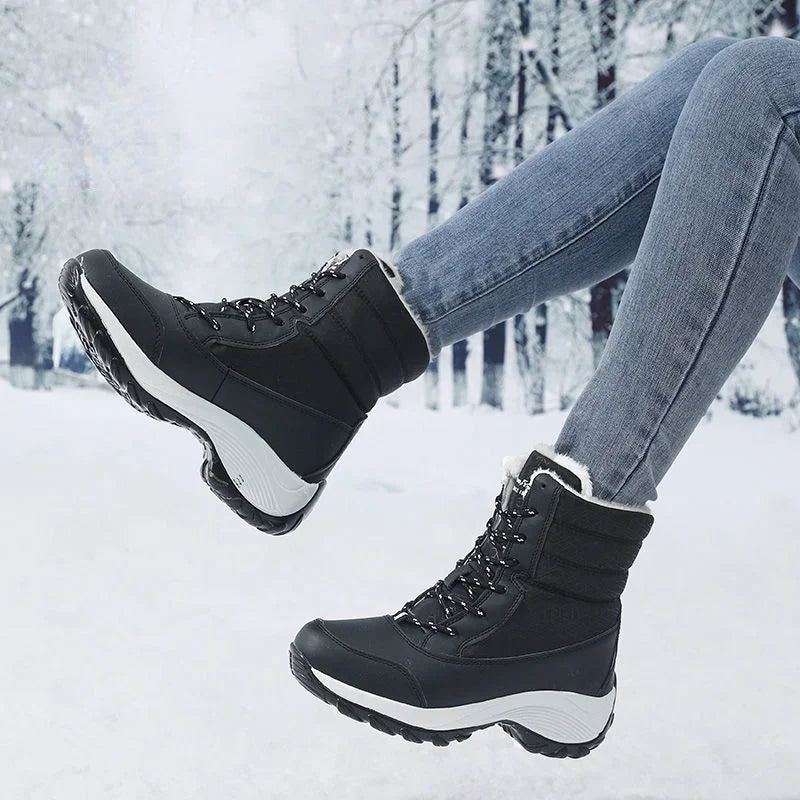 Snow Boots Women Platform Boots Non-slip Women Winter Shoes Fur Warm Ankle Boots for Women Wedges Waterproof Thigh High sneakers_platform