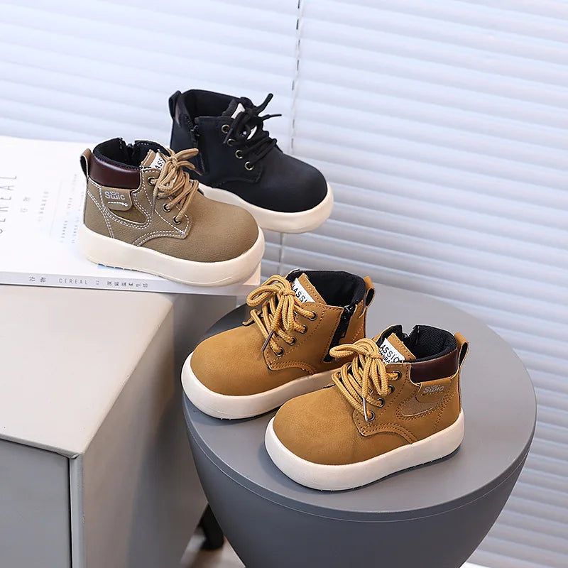 Children Fashion Boots with Side Zipper Kids Ankle Boots Korean Style 2025 Autumn Winter Boys Girls Short Boots Unisex Versatile kids_shoes