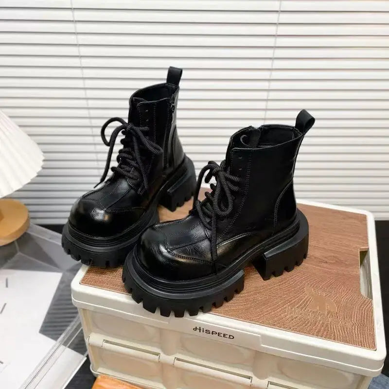 Women's Boots Flats Platform Designer Fad Sport Shoes for Woman Ankle Boots 2025 Winter New Trend Retro Motorcycle Boots Mujer boots_platform