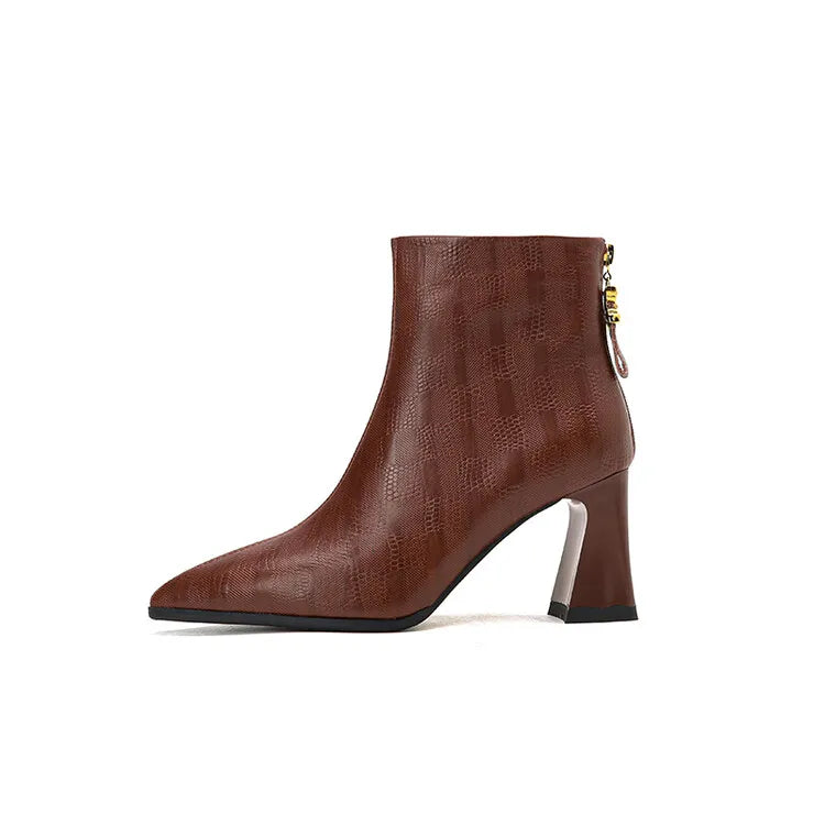 NEW Autumn Women Boots Pointed Toe Chunky Heel Boots Genuine Leather Shoes for Women Concise Ankle Boots High Heel Female boots_highheel