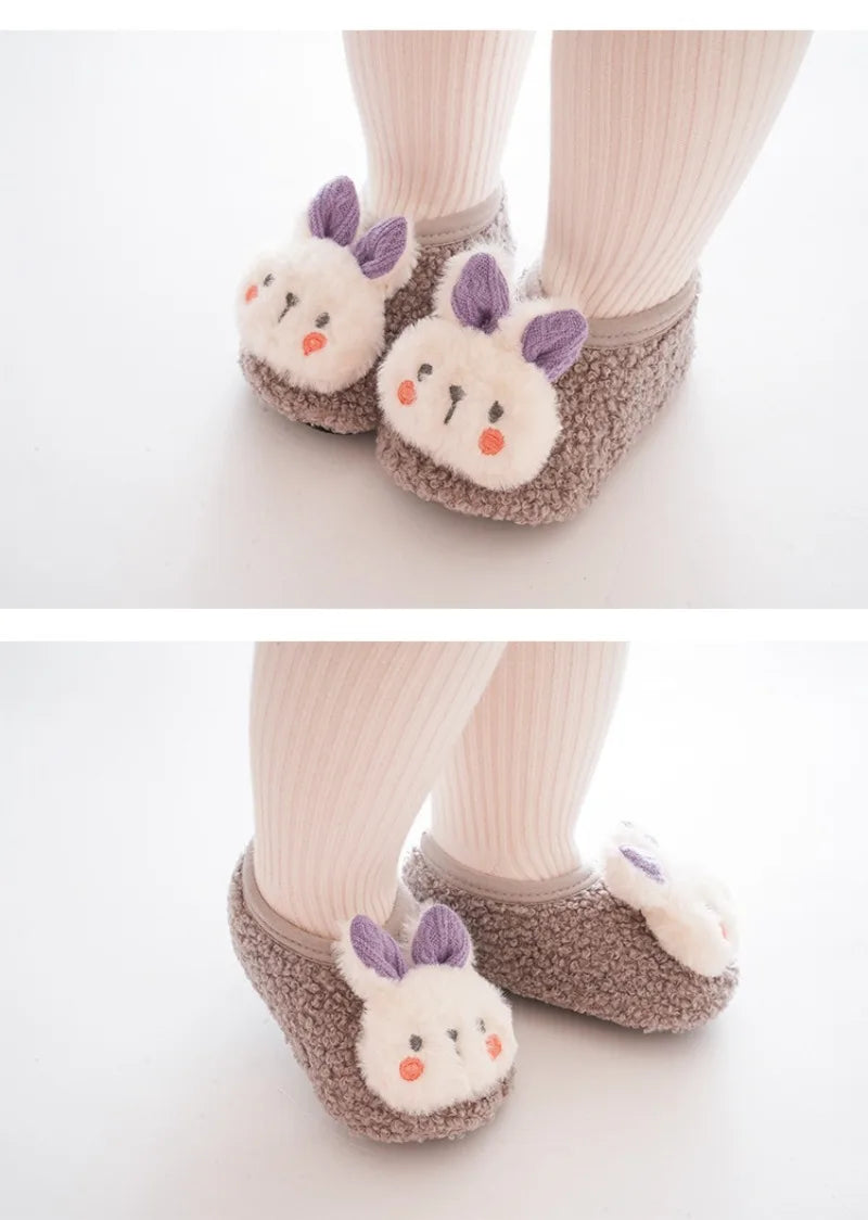 Cartoon Rabbit Baby Floor Socks Kids Plush Slippers Toddler Warm Shoes Children Soft Non-slip Prewalkers Indoor Home Slippers kids_shoes