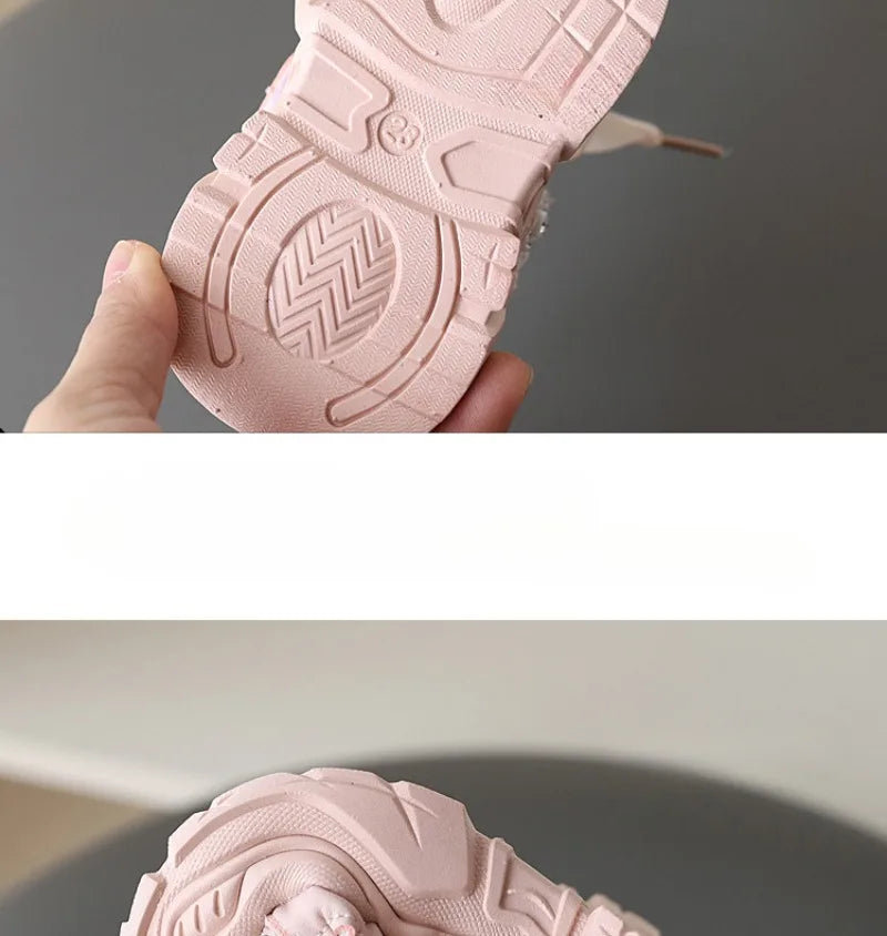1-6Y New Girls' Sports Shoes Anti Slip Soft Sole Sequin Shinny Butterfly Cute Tennis Running Shoes Princess Shoes for Baby Girls kids_shoes