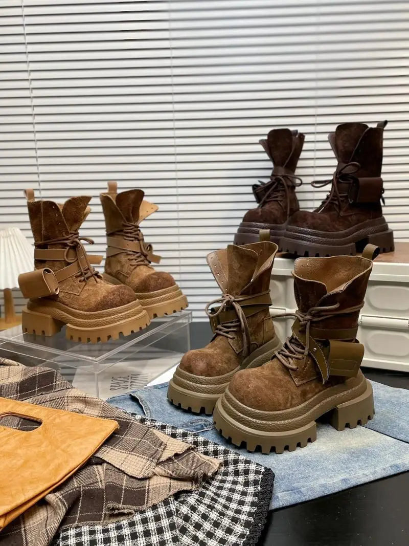 Flats Platform Women Ankle Boots Sport Lace Up Shoes Winter Snow Boots 2025 Trend Walking Running Shoes New Mujer Chelsea Boots boots_platform