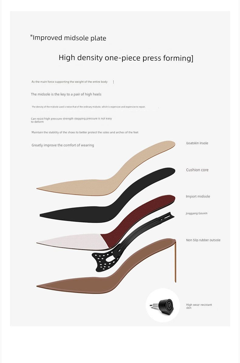 Adult Lady like Woman Black Refined Grace Crystal High Heels Women 2025 New Arrival Women Pointed Toe Stiletto Heel Internet Celebrity Burst Flats Flats OL heels_stiletto