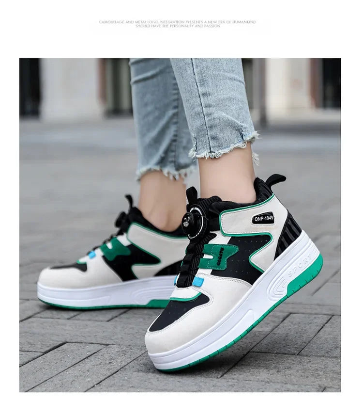 Children's Roller Skates Student Quad-Wheel Skates Women's Double-Wheel Deforming Boys' Inline Skates Cross-Border Supply Shoes kids_shoes